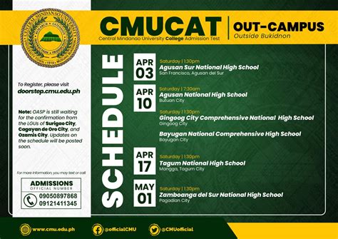 cmu entrance exam reviewer|Central Mindanao University College Admission Tests (CMUCAT) for S.Y.
